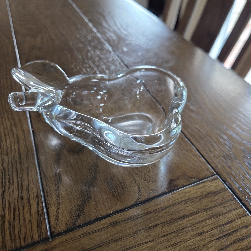 Art Vannes France Crystal Pear Trinket Dish, Ashtray, Bonbonierre Mid Century
